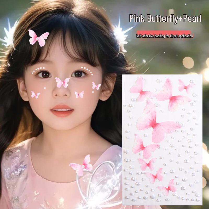 Αυτοκόλλητα Προσώπου Πεταλούδα & Διαμάντι για Παιδικό Μακιγιάζ Σκηνής