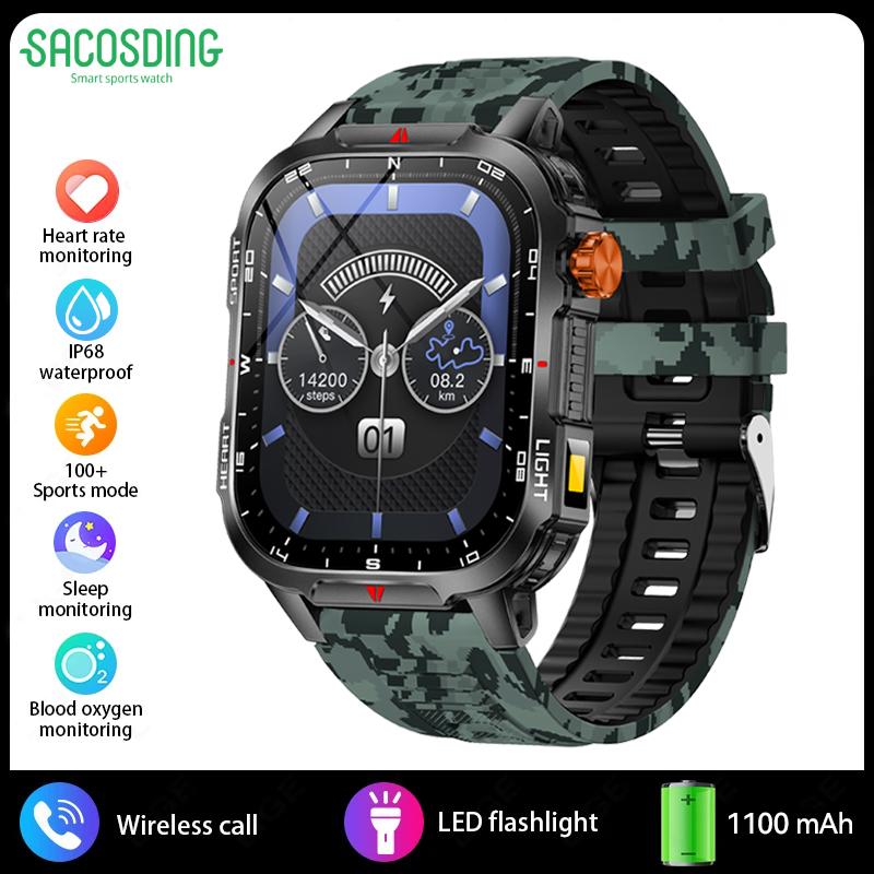 2025 New Men's Smart Watch Bluetooth Call 1100mAh Large Battery 60 days standby time 2.01 inch Screen IP68 Waterproof Motion Tracker