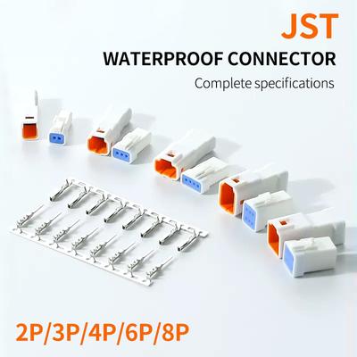 JST Type Harness Automobile Waterproof 2/3/4/6/8P Terminal Connector Male&Female Butt Plugs