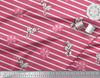 Soimoi Pink Japan Crepe Satin Fabric Stripe & Rose Bouquet Floral Fabric Prints By metre 42 Inch