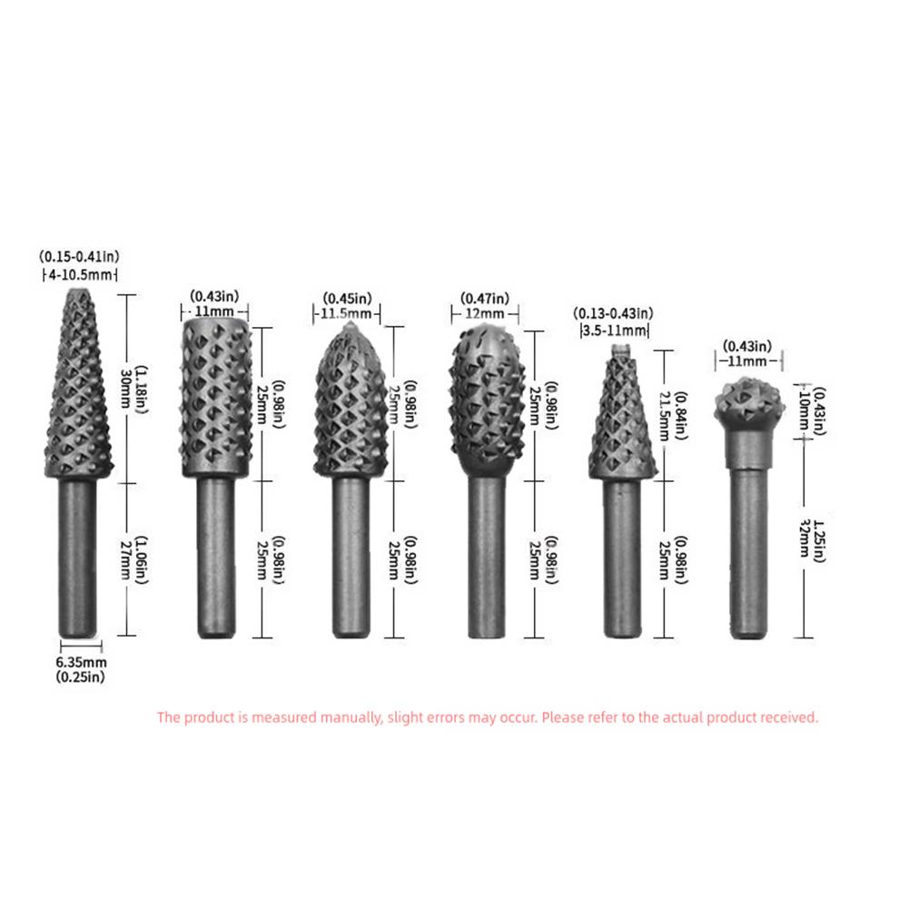 10pcs Rotary File Grinding Head Set Carbide Steel Double-Cut Electric Grinding Heads Carving File Polishing Drill Bit