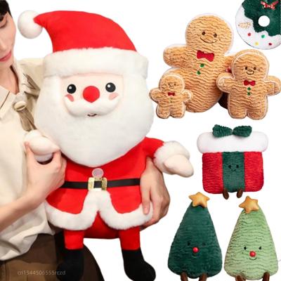 Bonecos de pelúcia de Natal de alta qualidade, travesseiro, árvore de Natal, boneco de gengibre, guirlanda de Papai Noel, brinquedos de pelúcia para meninas, presente