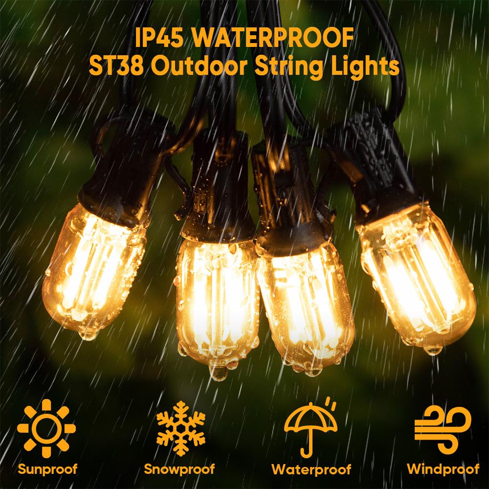 LED Solar String Light 10m 15m 18m 30m T22 Tubular Led Filament Bulb 24V Festoon Solar Garland Patio Backyard Garden Party Decor
