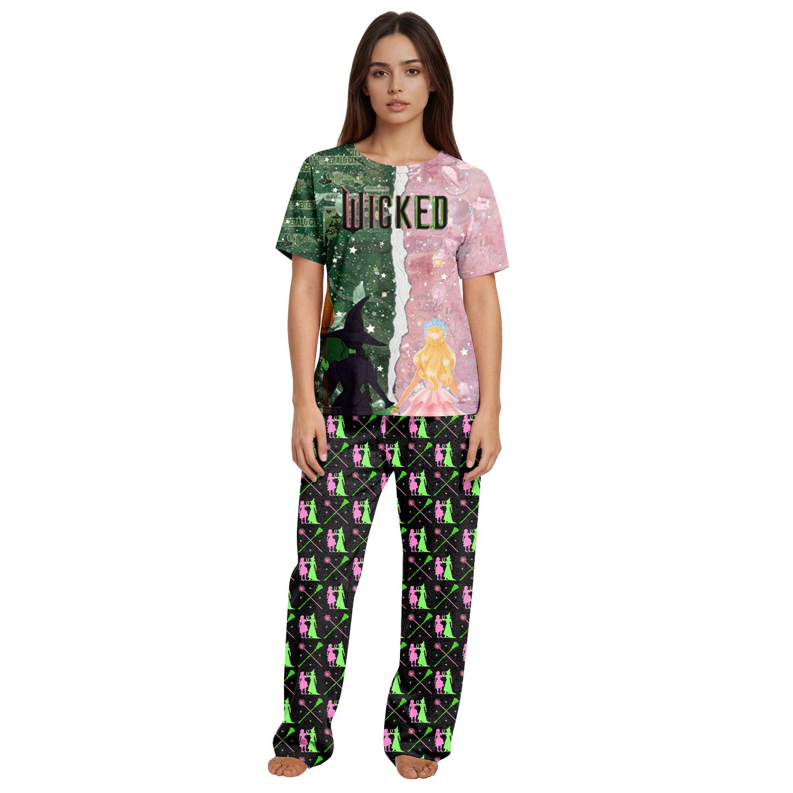 

Женский повседневный комплект из футболки с принтом и брюк свободного кроя M