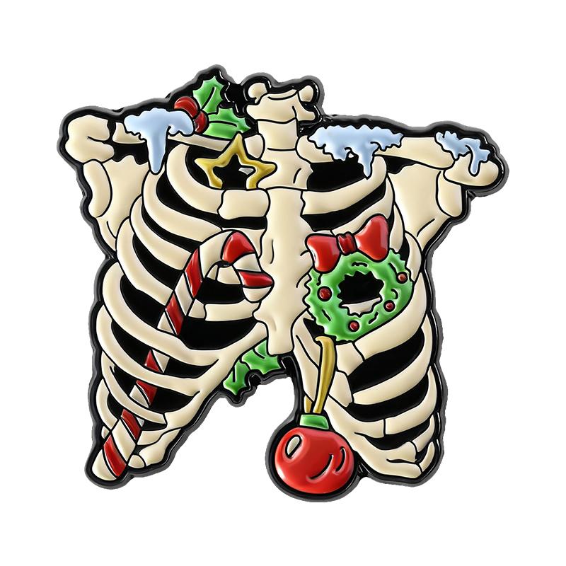 

Skeleton Skull Enamel Pins Custom Christmas Decoration Brooches Lapel Badges Clothes Punk Jewelry Gift for Friends