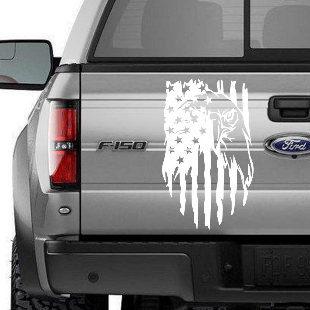 Car American Bald Eagle Flag Styling Stickers Truck Vinyl Cover Pickup Trunk Tailgate Tail Decor Decal Auto Tuning Accessories