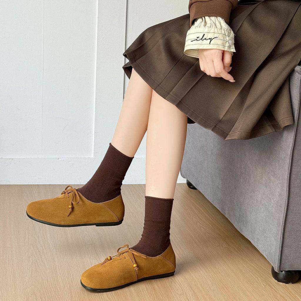Fashion Soft Premium Frosted Cowhide Women's Flats Casual Shoes 2025 Lightweight Comfortable Trendy Shoes Flat Soft Sole Tide