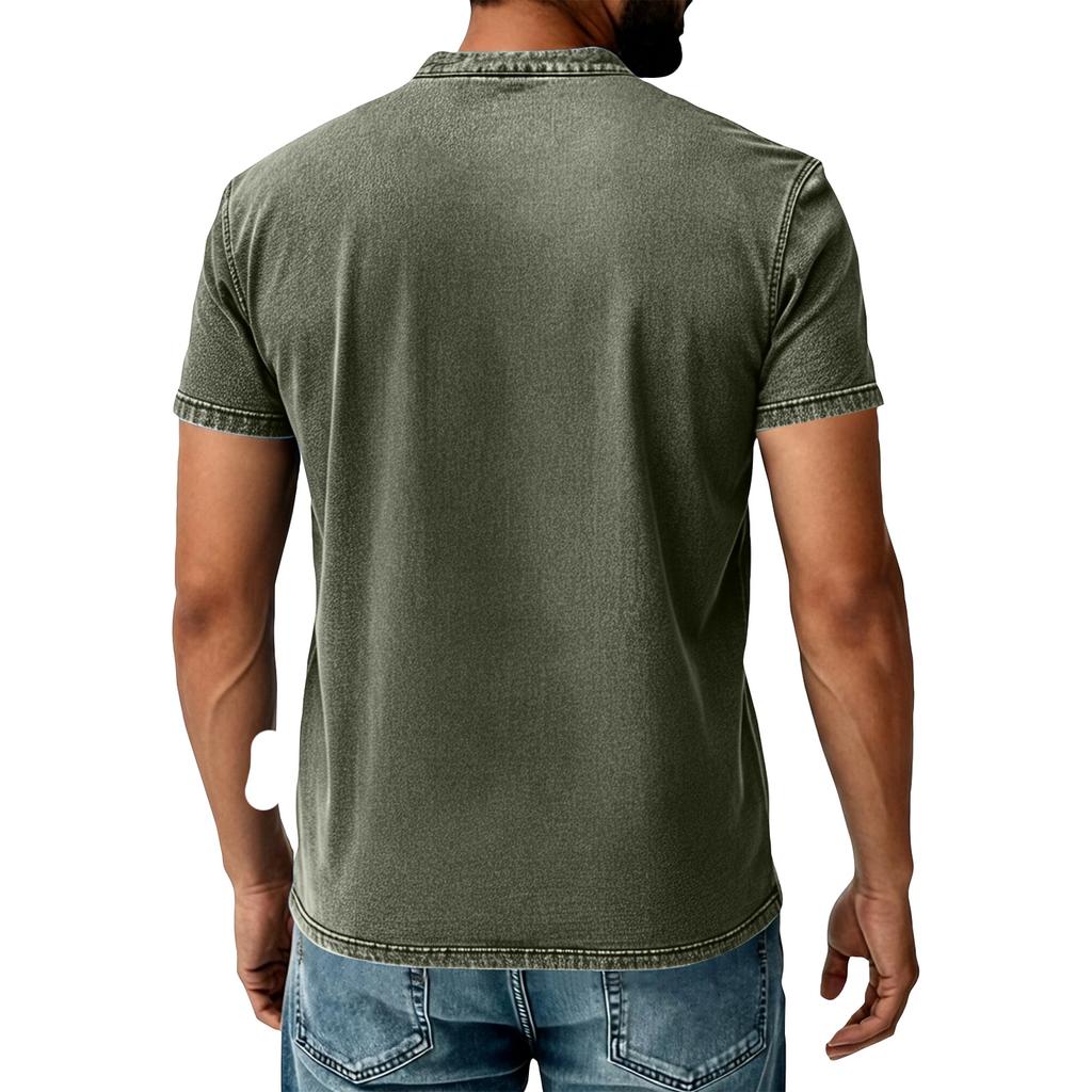Men's Summer Color Pocket Sports Buttons Short Sleeve Shirt Men's Sports Casual Short Sleeve Shirt