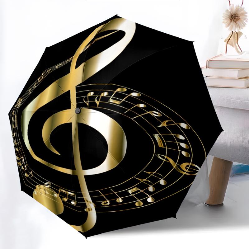 1PC Musical notes Umbrella Portable Folding Umbrella Iron Frame Hole Bone Structure Outdoor Home Umbrella A4