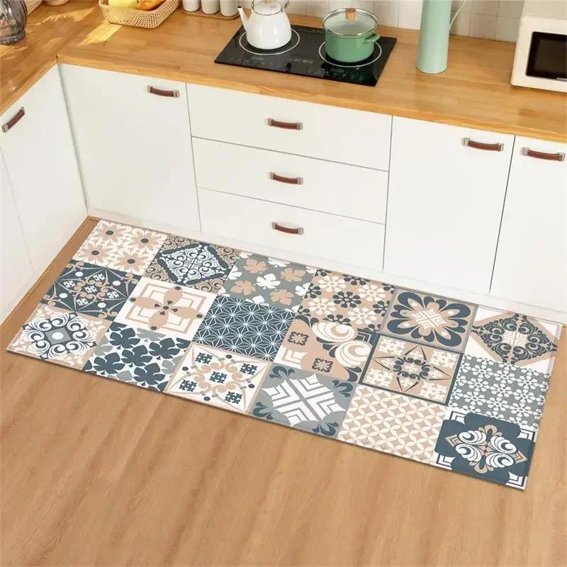 

Kitchen Floor Mat Waterproof Leather Carpet Mats Non-slip Long Rug Oil-proof Home Pvc Tapis Cuisine Sol 1pc 50x80cm