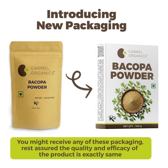 CARMEL ORGANICS Bacopa Monnieri 340 Gram Powder | Herbal Supplement for Focus, Memory & Stress Relief | Non-GMO | No Added Preservatives