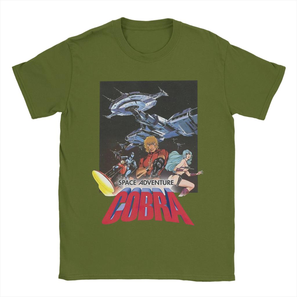 Men T-Shirt Cobra Space Pirate Anime Hipster Pure Cotton Tees Short Sleeve T Shirt Round Neck Tops 4XL