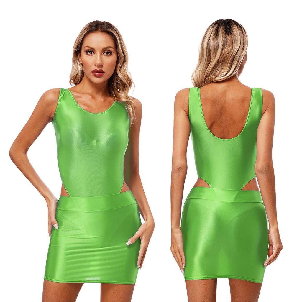 Kvinner Sexy Clubwear Pole Dance Suit Club Performance Costume Ermeløs Body Blyantskjørt Yoga Workout Streetwear