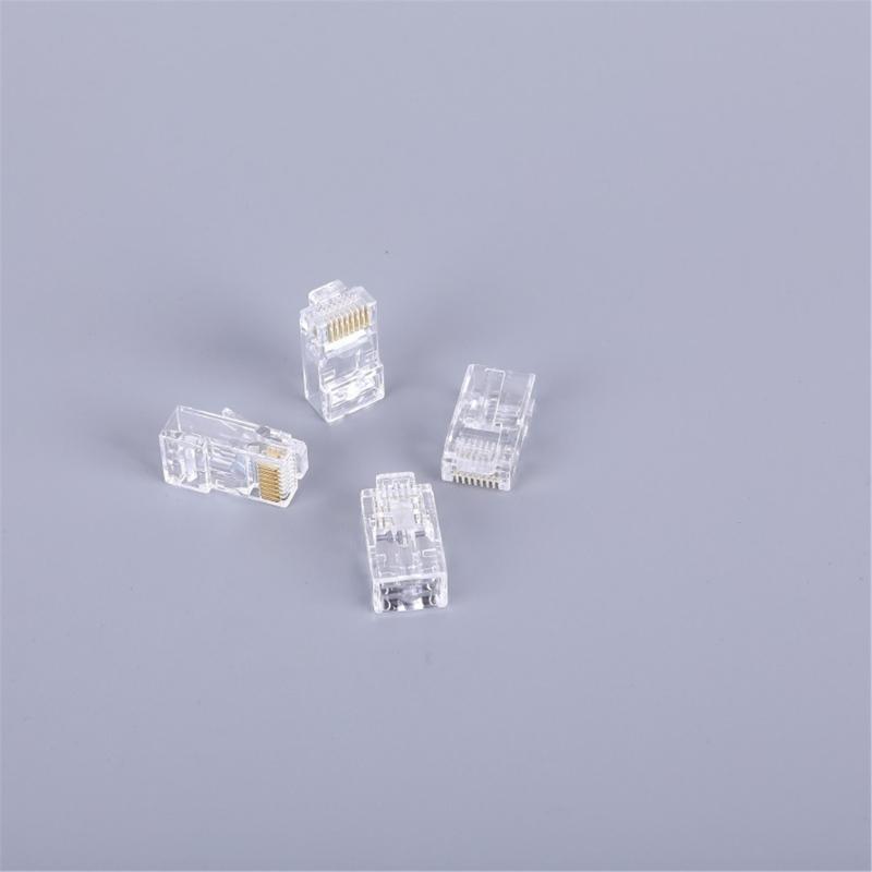 100pcs Cat6 RJ45 Ends, 8P8C Cat6 RJ45 Connectors Clear Ethernet Crimp Connectors For UTP Networking Cable 24-26AWG