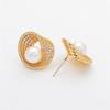 Trendy Temperament Stainless Steel Irregular Geometry Zircon Pearl Stud Earrings for Women Korea Charm Jewelry Gifts No Allergy
