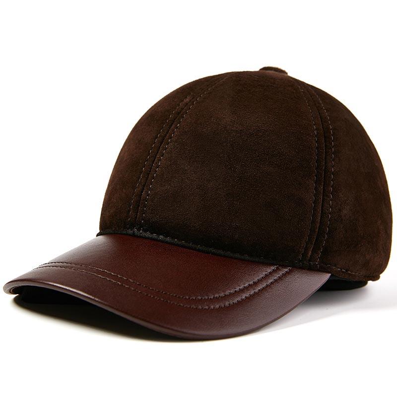 Autumn Winter Men and Women's Leather Baseball Cap Waterproof Windproof Hat Outdoor Sports