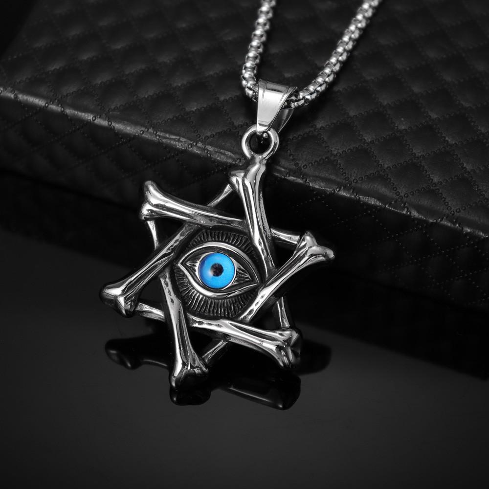 Vintage Hexagram Devil's Eye Men's Pendant Necklace
