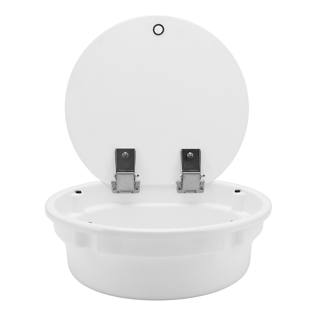 430mmx140mm/16.93x5.51in RV Kitchen Sink Round White Acrylic Hand Wash Basin Sink with Lid for Carav