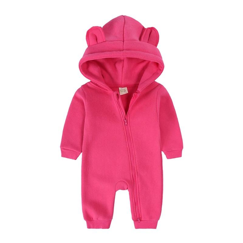 Baby Boys Girls Clothes Long Sleeve Rompers Solid Hoodies Bear Jumpsuit Costume Infant Onesies Bodysuit Newborn