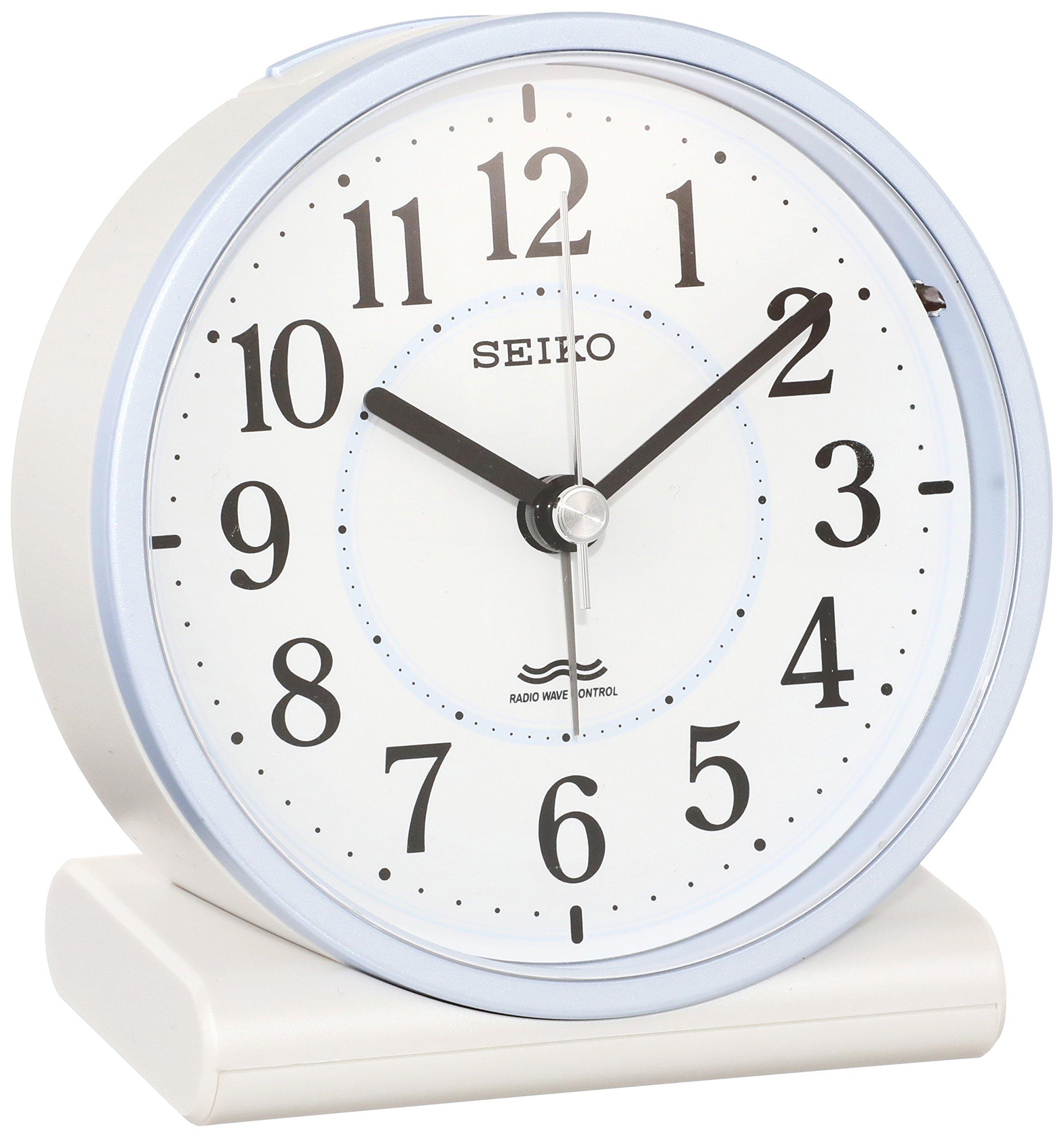 

Seiko clock alarm clock radio analog light blue pearl KR328L SEIKO