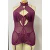 Large Size Women's Lingerie Sexy Hollow Lace Backless Two-piece Set Erotic Sleepwear