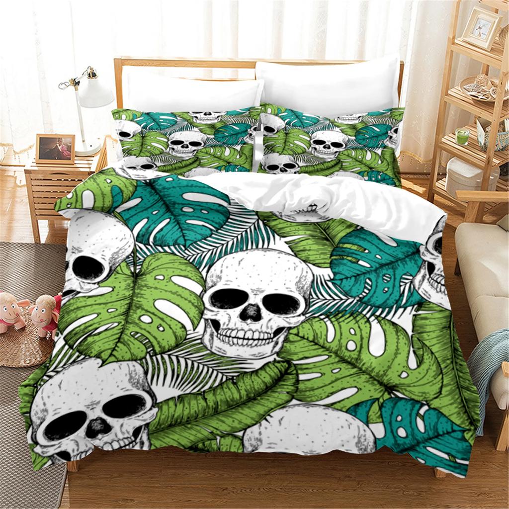 3D Printed Skull Bedding Set Pillowcase Cyber Love Duvet Cover Double Twin Full Queen King Adult Kids Bedclothes Quilt Cover