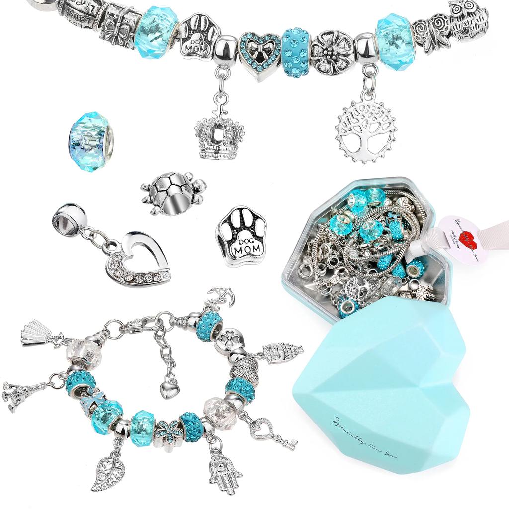 Non-Toxic Children Diy Jewelry Making Kit Unicorn Mermaid Love Star Charm Kit For Bracelet Necklace Making Birthday Making Accessories Gift