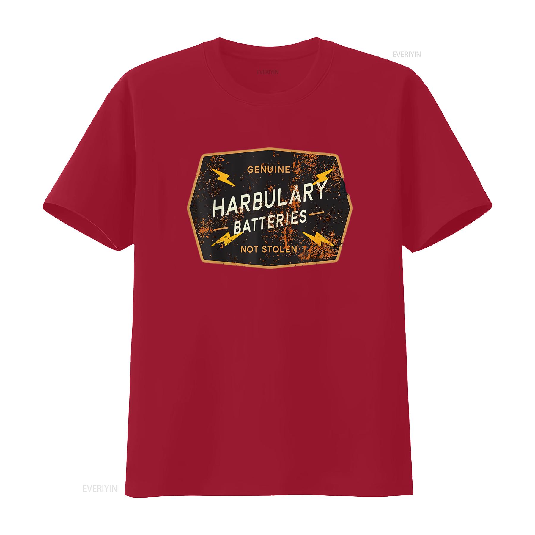 Mens Funny HARBULARY BATTERIES Nerd Geek T Shirt White vintage Washed streetwear fashion Top For Everyday Wear Casual S