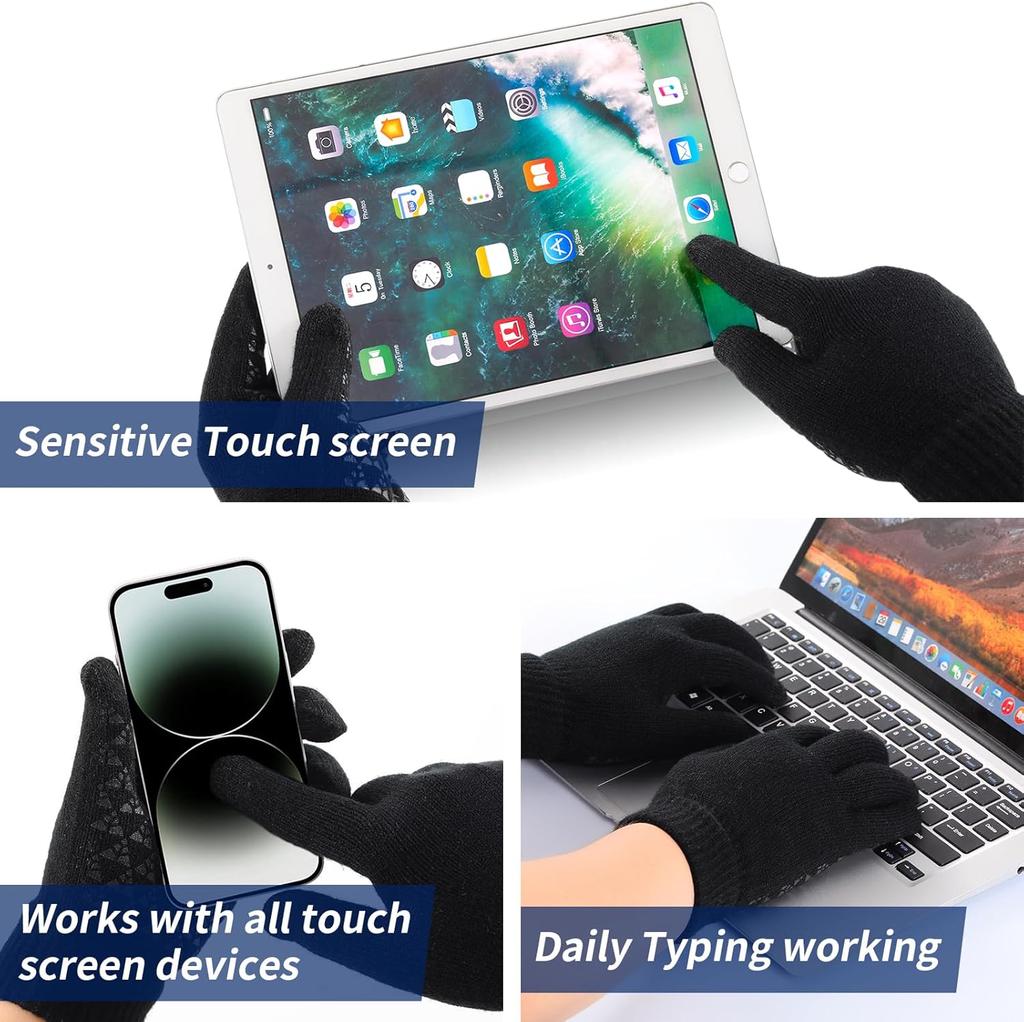 Winter Knitted Gloves Outdoor Cycling Sport Warm Glove Full Fingers Thickness Non-slip Touch Screen Gloves For Running Hiking
