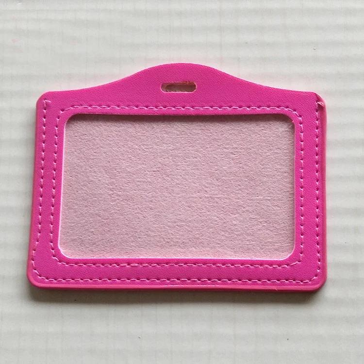 PU Leather Card Sleeve Women ID Badge Case Clear Bank Credit Card Badge Holder Bags School Student Bus Card Cover