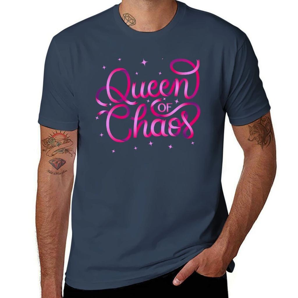 Queen of Chaos Mega cool hand lettering TShirt cotton t shirts man 100 man tshirt TShirt