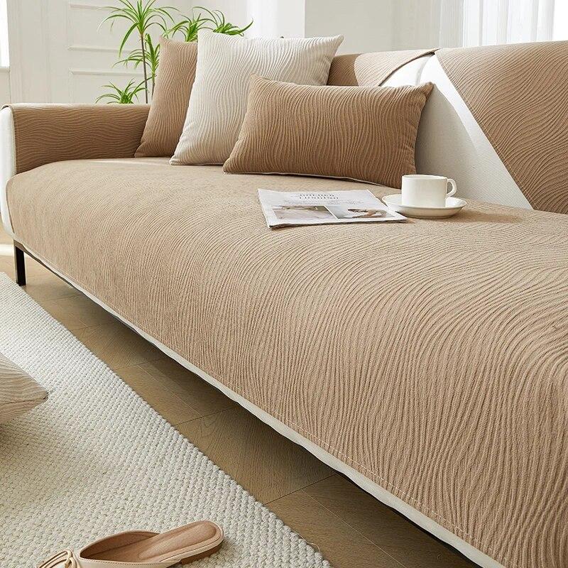 

Простая диванная подушка из синели, универсальная нескользящая подушка для сидения на четыре сезона, однотонный чехол для дивана, высококачественный тканевый чехол 70x70cm 1pcs