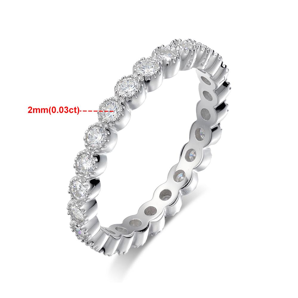 2mm Round Cut Full Moissanite Row Ring for Women   CopperSparkling Stackable Rings Engagement Wedding Bands Jewelry
