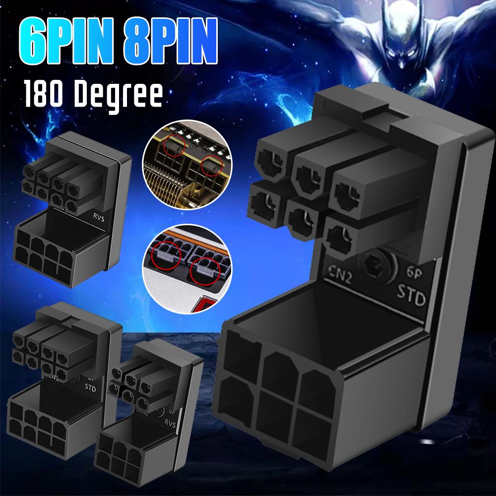 ATX GPU Adapter Elbow Head 8Pin 6Pin Female To 8Pin 6Pin Male 180 Degree Angled Power Steering Connector for Desktop Video Card