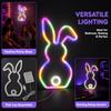 Plastic Bunny Neon Light USB Battery Powered Easter Bunny Sign LED Bunny Night Light  Wedding Party