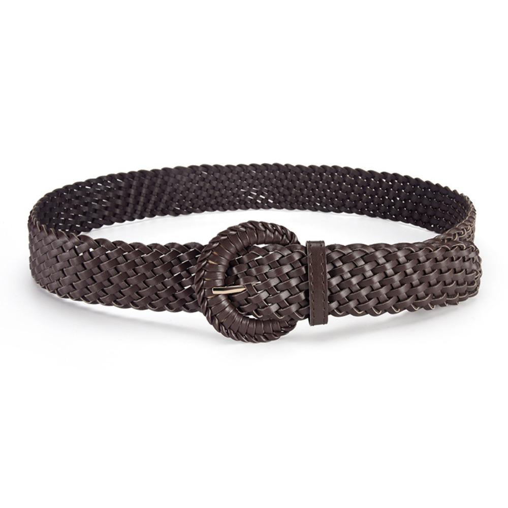 Round Retro Belt Hollow Out Bohemian Style Waistband Casual Weave Belt  Jeans Decorative кофейный фото
