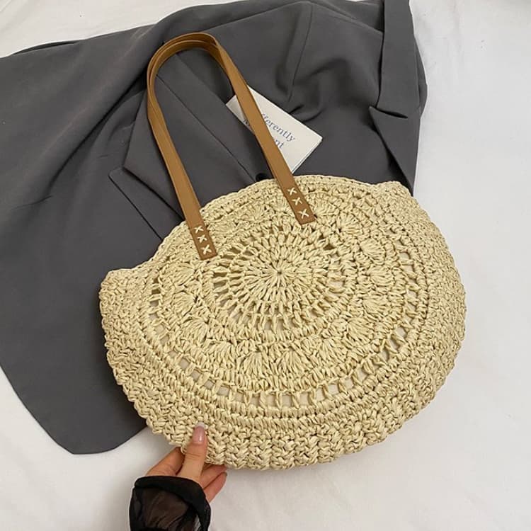 Round Straw Bag Women's Shoulder Beach Bag