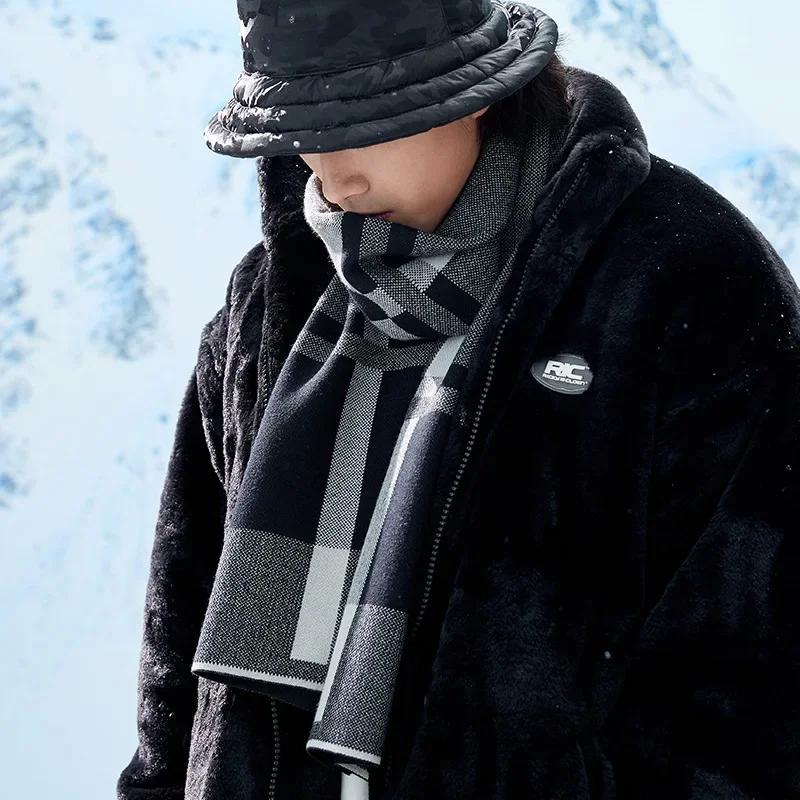 Fashion Classic Men Scarf Autumn Winter Trendy Brand Casual Versatile Thick Warm Muffler Male Chic Business Thermal Wrap Gent