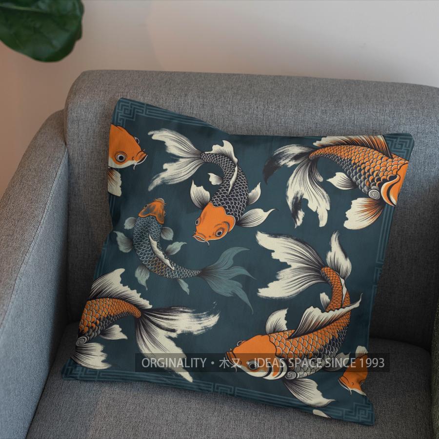 2D Buntes Goldfischmuster Kissen Für Heimdekoration Muster Kissenbezug Geeignet Für Sofa Schlafzimmer Auto Kissenbezug