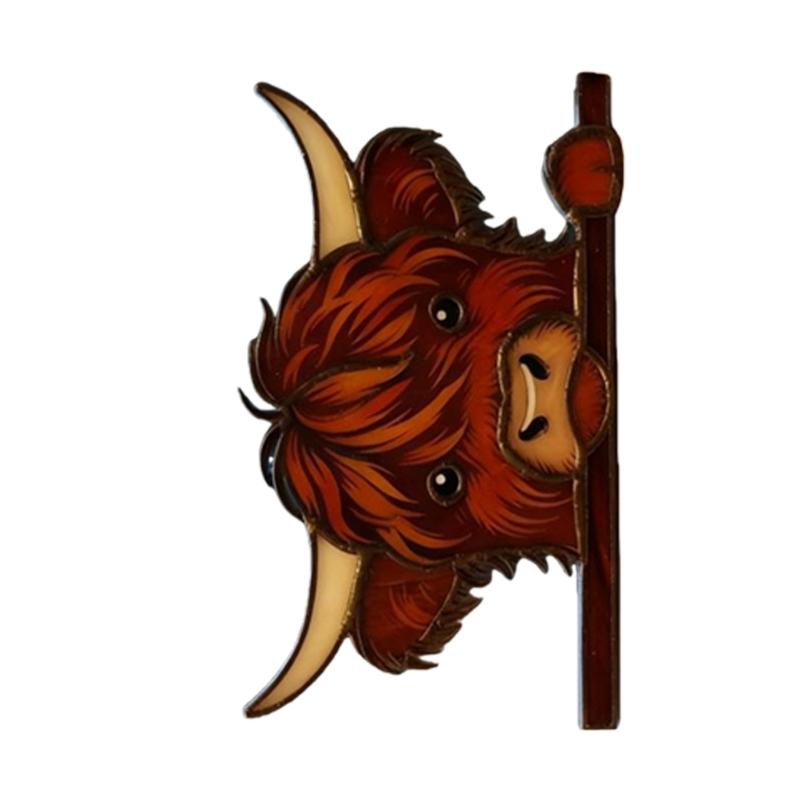 652F Funny Peeping Highlands Cow Window Decorations,Christmas Ornament for Shelf