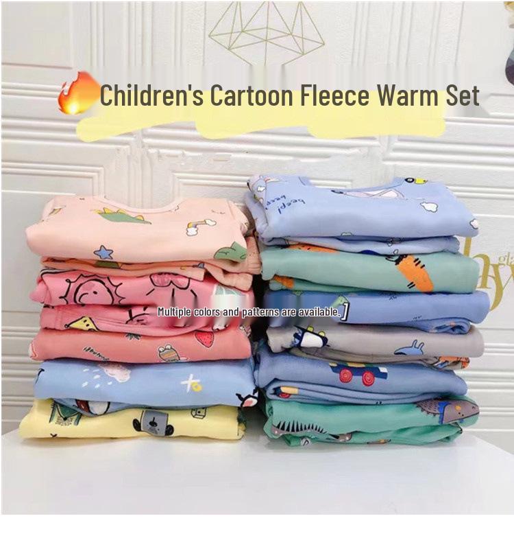Children's Thermal Underwear Set - Boys & Girls Velvet-Lined Two-Piece Winter Pajamas