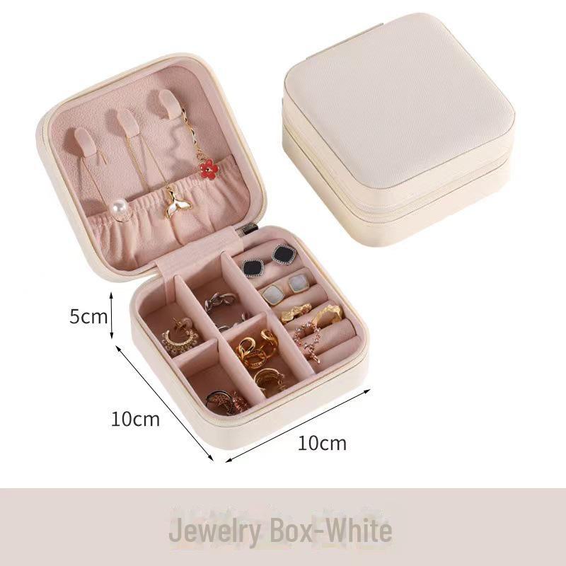 Exquisite Portable Jewelry Box: Compact Travel Storage for Earrings, Rings, and Necklaces.