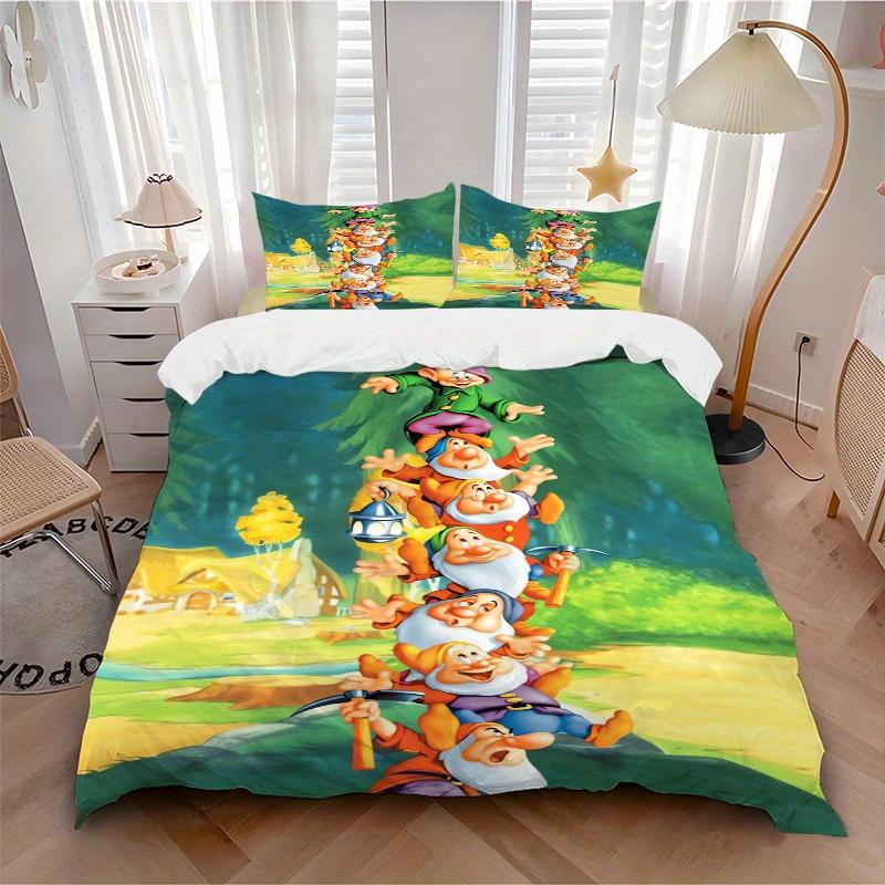3pcs Happy Seven Dwarfs Print Cover Set Ultra Soft, Breathable, and Comfortable Bedding with Stylish Design for Bedroom and Guest Room Decor 1 Co