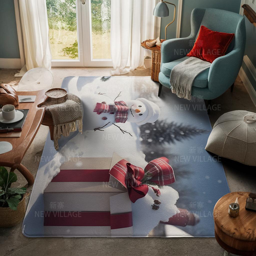 House Entrance Carpet Home Door Mat Living Room Bath Foot Bathroom Non-slip Water Absorption Rugs Bath Merry Christmas Winter