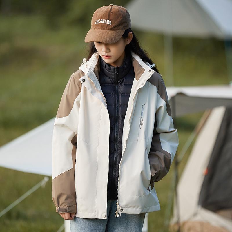 Mountain Couple Jacket Men's and Women's Three-in-one Removable Two-piece Set Custom Windproof and Waterproof Outdoor Trendy Jacket