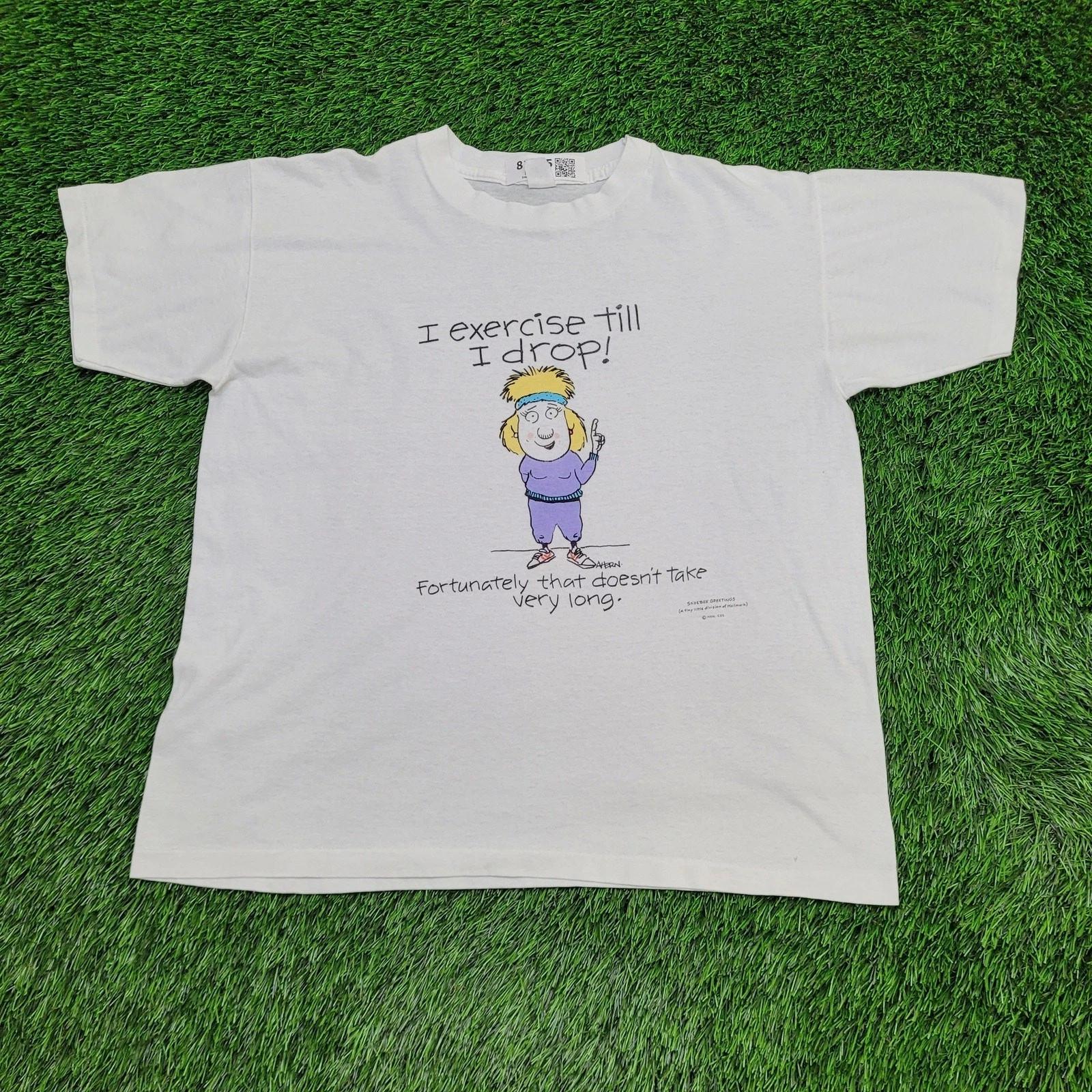 

Vintage Funny Exercise Shirt Womens XL 22x24 White XL