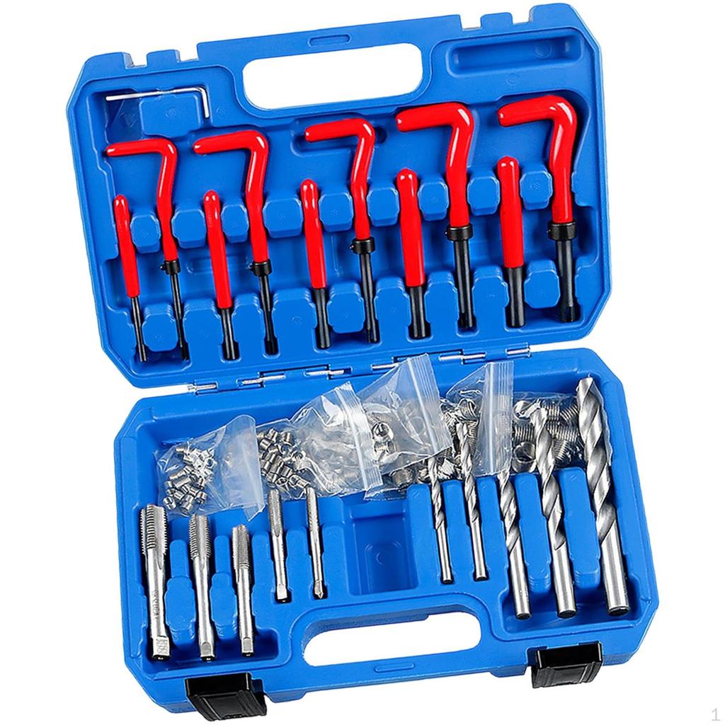131x Kit de Reparo de Rosca Acessório Machos Ferramentas com Estojo de Armazenamento Resistente Helicoil Reabertura de Rosca