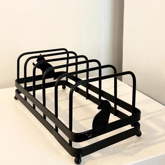 Plate Storage Rack, Durable Iron Dish Display Stand, Anti-Slip Certificates Cookbooks Organizer, for Plates Cutting Boards Tiles Plaques Trays