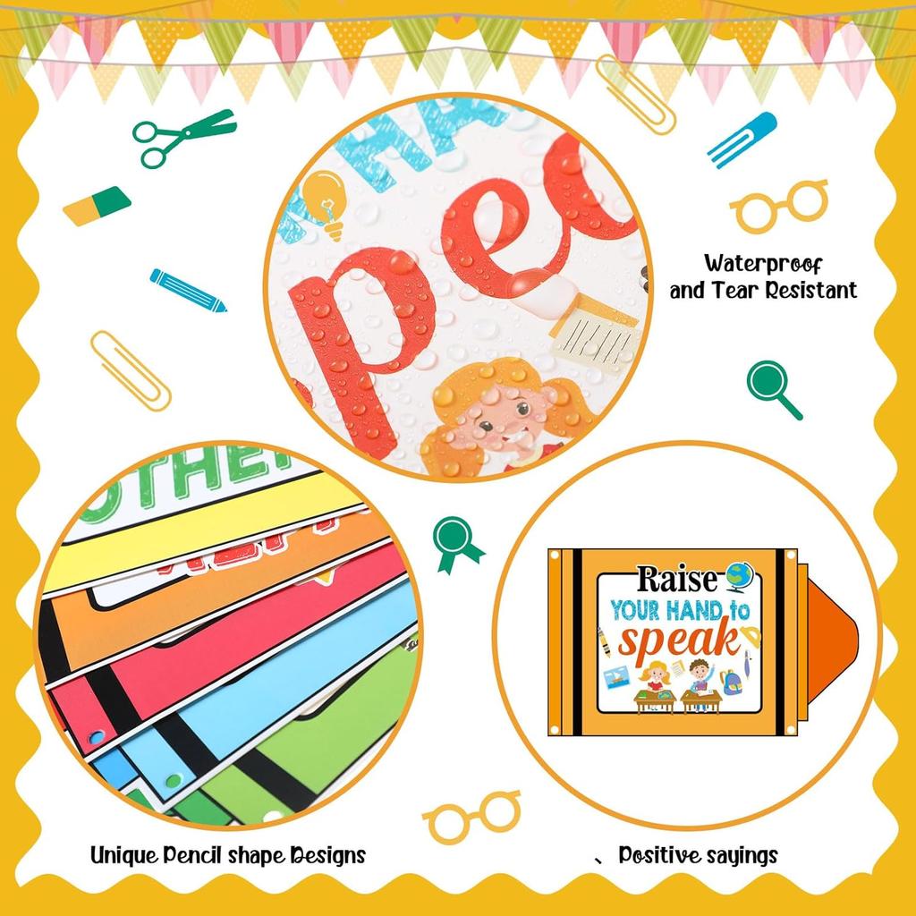 Pajean 10 Pieces Classroom Rules Posters Back to School Classroom Bulletin Board Decorations Motivational Porch Sign Set for Kindergarten Preschool