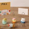 Waterproof Note Holder Desktop Memo Clip Stand, Cartoon Animal Message Holder, Cute Resin Base Photo Hand-painted Display Clip, Table Number Name Card